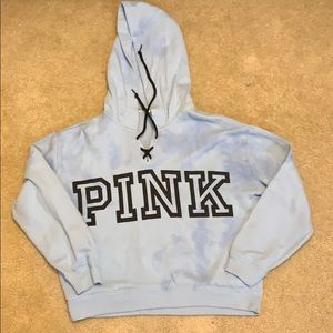 Blue cropped lace hoodie from PINK